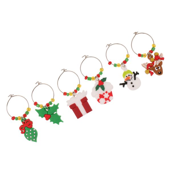 

6pcs/set christmas wine glass charms marker rings xmas table decoration