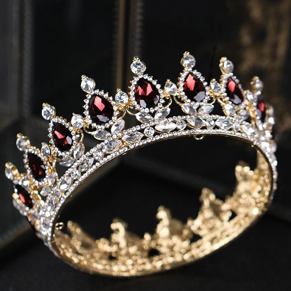 

blue red gold crystal royal king and queen princess tiaras and crowns bridal bride wedding party hair jewelry accessories, Golden;white