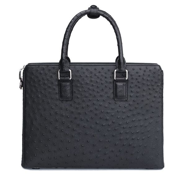 

real ostrich leather briefcase men high end business mens document bag new lapbags for men fashion handbag with lock