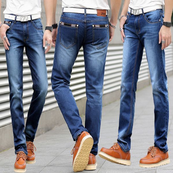 

men's black jeans men's straight tube body repair trousers trend jaens men fashion denim pleated jeans retro pants, Blue