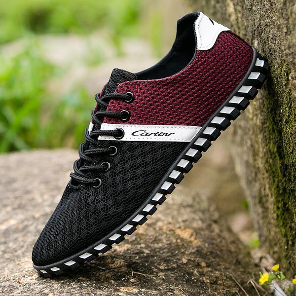 

shoes men sneakers new men mesh men casual lac-up sneakers fashion mens trainers breathable walking feminino zapatos shoes, Black