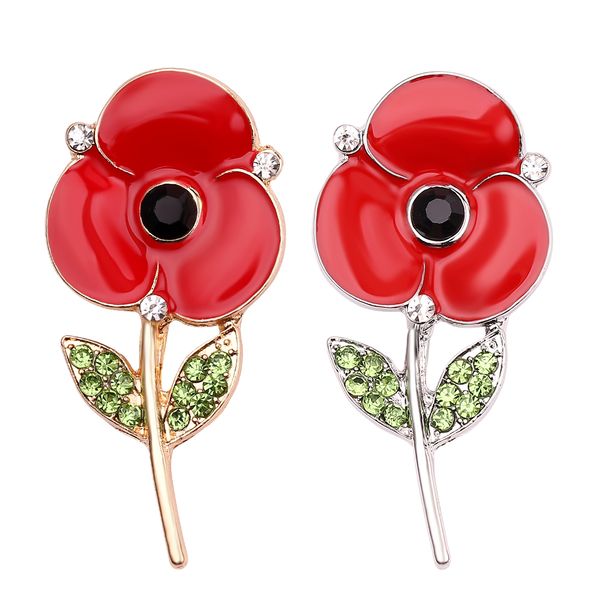 

wholesale enamel red poppy brooches flower pins fashion jewelry brooches wedding memorial brooch accessories gift for women, Gray