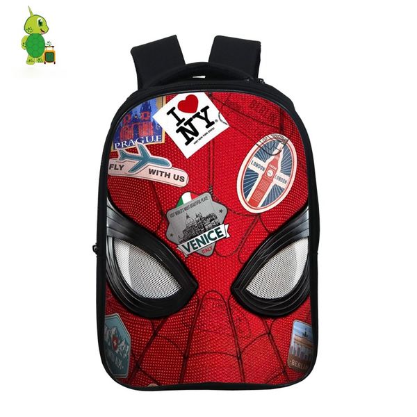 

new mochila spider man far from home backpack school bags for teenage boys girls 14.5 inch kids book bags waterproof travel