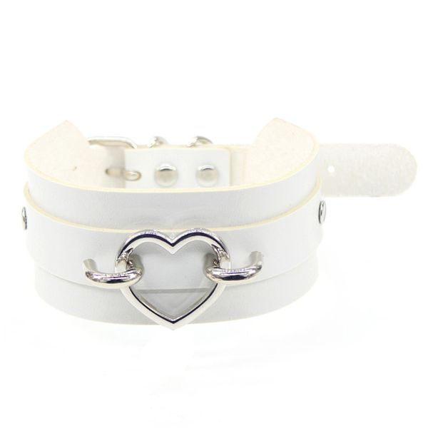 

punk pu leather silver heart love bondage collar necklace neck necklace collar