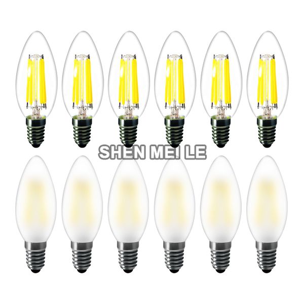 

led lamp e14 c35 2w 4w 6w dimmable candle bulb crystal chandeliers light bulb warm white 220-240v interior lighting