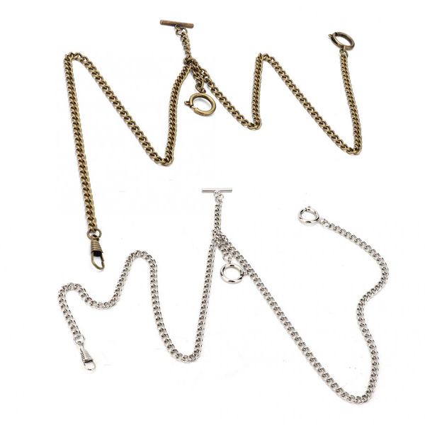 

44cm personalized retro vintage metal pocket watch chain link classic antique gift silver bronze color watch chain for men women, Bronze;slivery