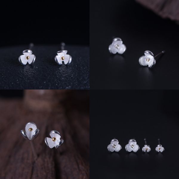 

925 s silver originality magnolia ear nail day personality concise fresh mini- flower earrings silver accessories geometric earrings, Golden