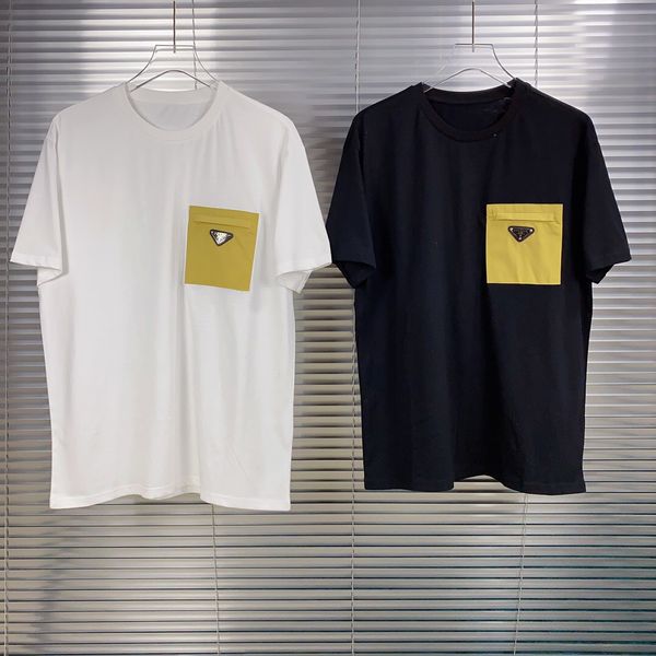 

ранняя весна 2020 новый цвет блок письмо логотип короткий рукав тройник двойной нити тонкой хлопчатобумажной ткани черный и белый ok59, Black