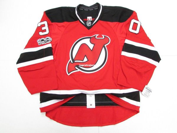 

custom martin brodeur new jersey devils home 100th anniversary jersey stitch add any number any name mens hockey jersey xs-6xl, Black;red