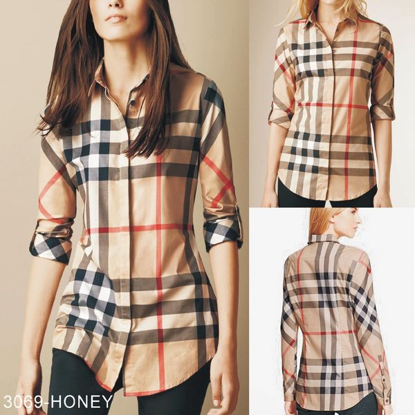 

Cla ic plaid hirt women 2019 new pring autumn cotton red and black ca ual lapel vintage grid long leeve women ingle brea t blou e, White
