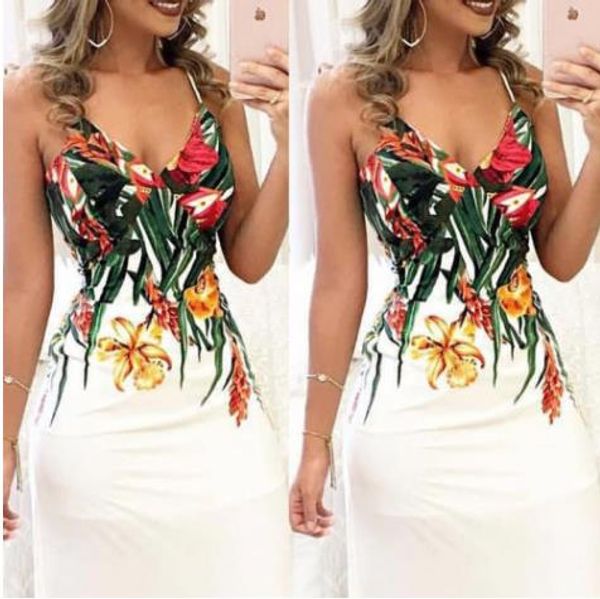 

fashion women summer floral sleeveless strap v neck boho dress casual long maxi evening party beach dress sundress, Black;gray
