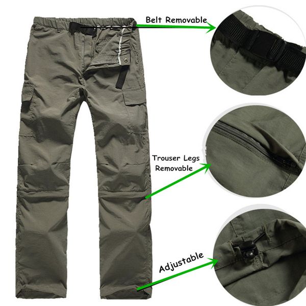 

hunting pants quick dry outdoor camping men's summer tactics pants breathable removable sports fishing trekking hiking male thin, Camo;black