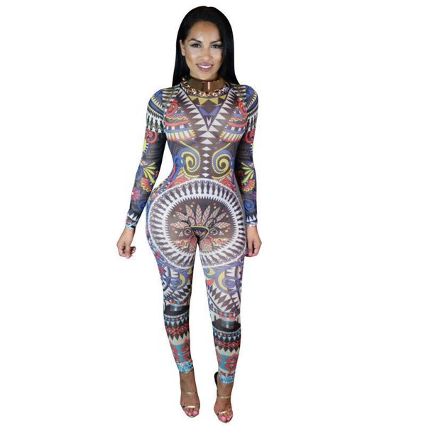 

новая boho printed женщины комбинезон sexy backless ползунки с длинным рукавом комбинезона rompers xl комбинезон пляжная одежда комбинезон, Black;white