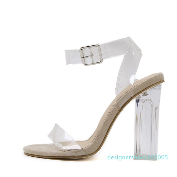 

women hasp transparent thick heel high-heeled leisure shoes sandals d05, Black