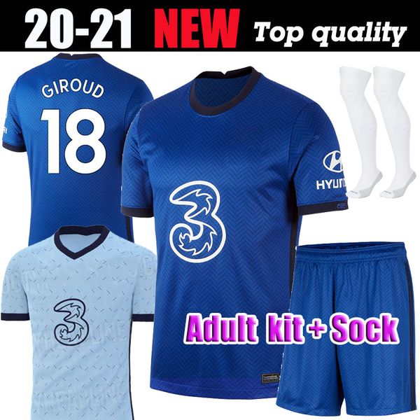 

thailand set werner pulisic kante abraham mount ziyech soccer jerseys 2020 2021 home camiseta de football kits shirt 20 21 men sets, Black