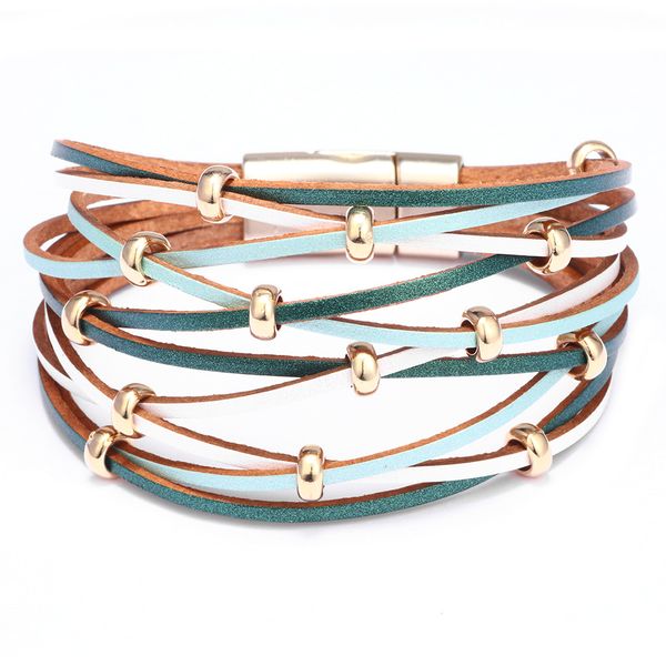

2019 new bracelet ladies fashion multi-layer leather woven bracelet jewelry sale, Golden;silver