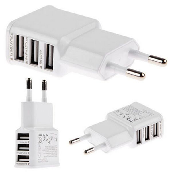 

USB charger adapter 3 ports EU plug USB wall travel ac charger adapter for xiaomi huawei phone wholesale