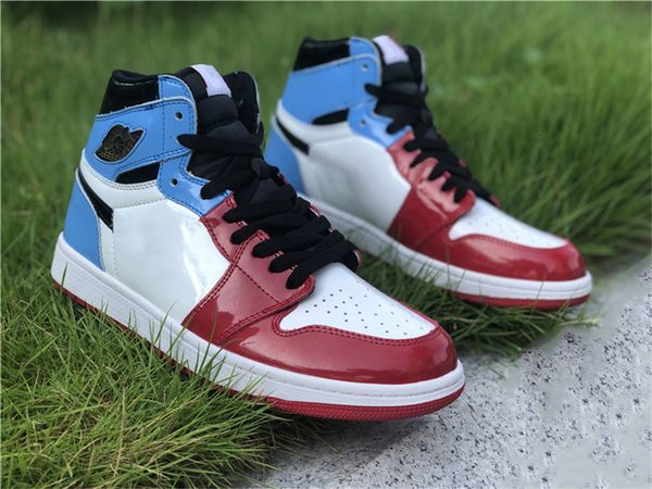 

горячая 2019 air high og 1 бесстрашного red blue мужские ботинки баскетбола unc чикаго лакированные ck5666-100 открытая обувь кроссовки с ко, Black