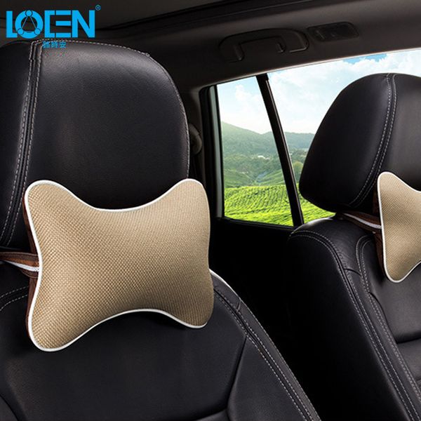 

car neck pillow headrest support four season linen fabric breathable neck rest pillows cotton car styling universal 8 colors