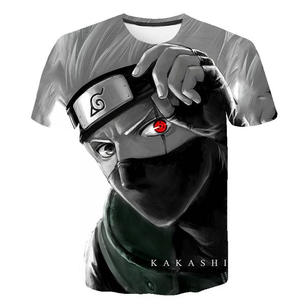 

brand 2019 harajuku naruto 3d print cool t-shirt men/women short sleeve summer tees kakashi t shirt plus size s-5xl, White;black