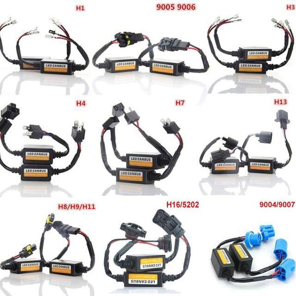 

1pair h4 hb3 hb4 led car headlight canbus decoders h7 h11 h13 anti flicker error h1 h3 warning resistor canceller