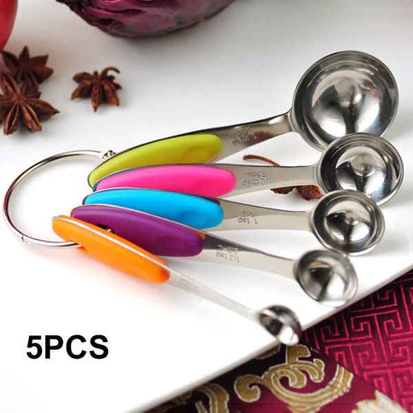 

5pcs/set restaurant home liquids spices cooking multifunction stainless steel baking ingredients measuring spoons with handle
