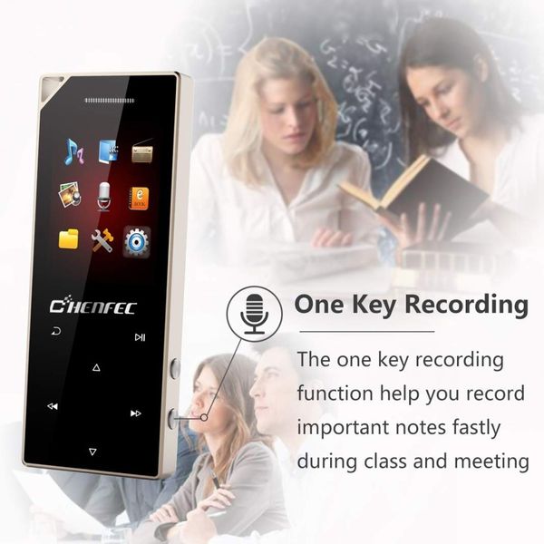 

metal mp4 player bluetooth material touch button build-in speaker with fm radio and voice recorder support 64gb mirco sd card