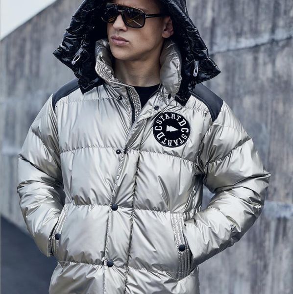 

men down coat designer parkas 2019 winter brand fashion letter embroidery print spliced coat luxury casual down jackets for men quality, Black