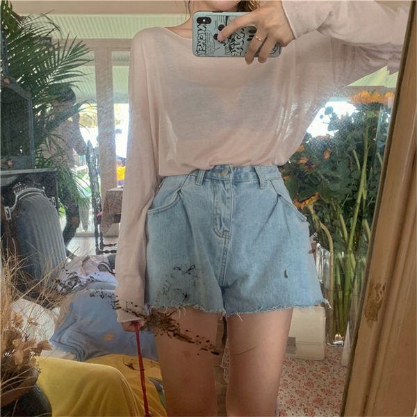

alien kitty loose avocado green light basic all-match casual solid 2020 summer women tees full-sleeved t-shirt girls, White