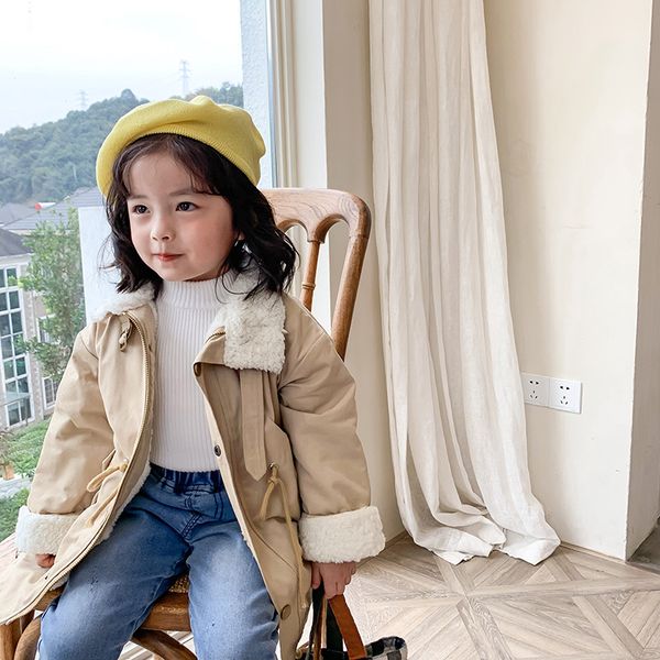 

winter children's windbreak coat new arrival korean style matching fur inside thickened long warm for fashion baby girl and boy, Blue;gray
