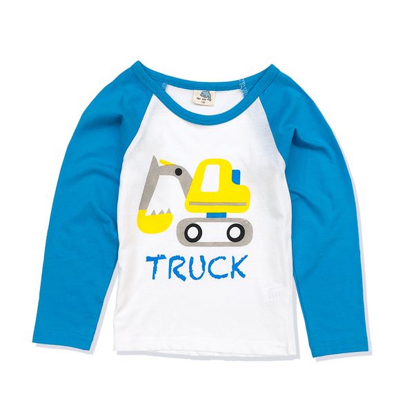 

2019 весной и осенью новый стиль childrenswear boy's мультфильм с длинными рукавами футболки boy car long t, White