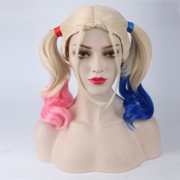 Harley Quinn Cosplay Wig 50cm Short Synthetic Hair Wig Halloween