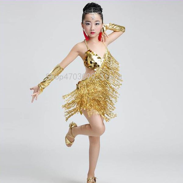 

2019 new models children competition dance dresses girl sequins latin dance apparel children ballroom costumes, Black;red