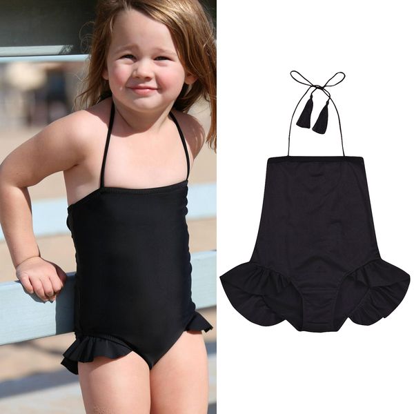 

kids baby girl bandage monokini toddler backless halter bodysuit beach bathing suit swimwear bikini swimwear swimsuit beachwear, White