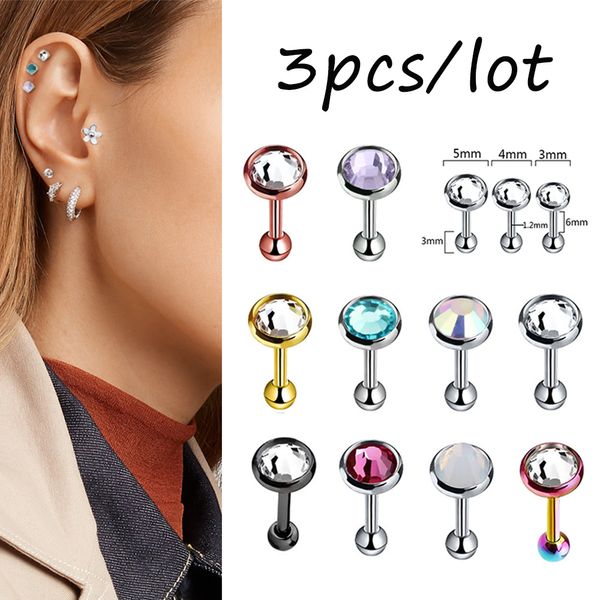 2019 New Cz Crystal Cartilage Barbell Piercing Earrings Wome Ear Stud Tragus Earring Body Piercing Oreja Jewelry Multi Color From Fashluck 35 52