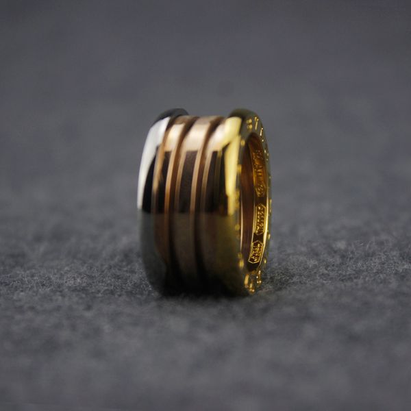 

elasticity wide ring women men charms three color ring fine wedding party jewelry, Silver