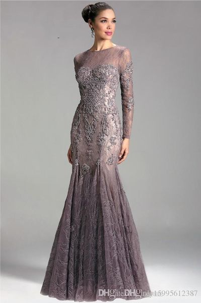 

2019 custom made lace evening dresses mermaid sheer bateau neck long sleeves cocktail dress appliqued long beaded gowns for women 357, Black;red