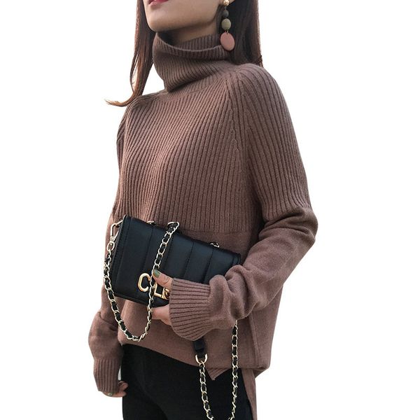 

women's sweaters casual turtleneck long sleeve solid pullover female knitted fashion sweater femme jumper autumn knitting cashmere swet, White;black