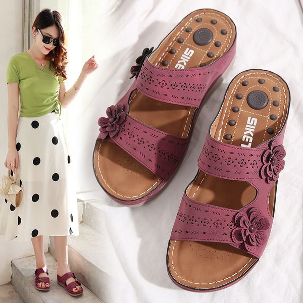 

zapatillas de mujer, zapatillas de seÃ±ora con plataforma flores, chanclas playa informales, sandalias mujer, zapatos, Black