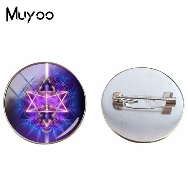 

2019 new sacred geometry brooches silver glass dome brooch round handmade jewelry pin, Gray