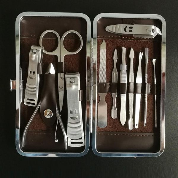 

yiwa 12 pcs/set nail clippers set stainless steel professional nail art styling tools manicure pedicure set kit random color