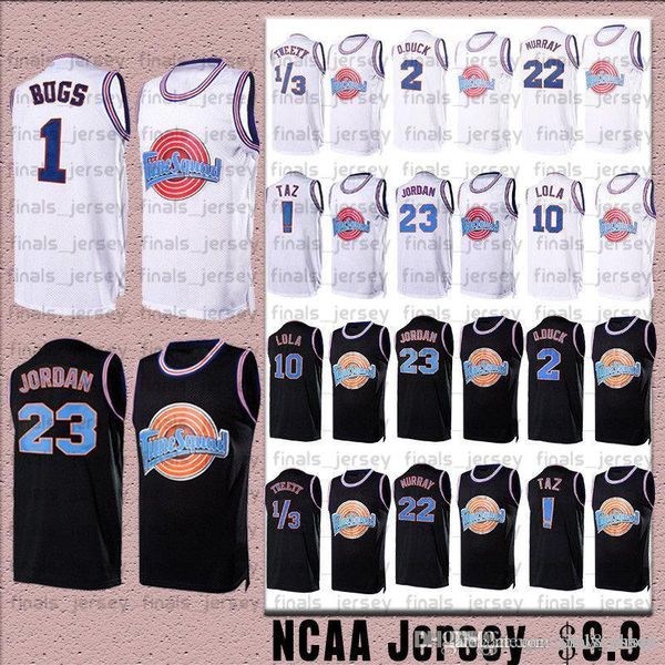 

tune squad jersey taz 1/3 tweety jam men michael bugs bunny 22 bill murray 10 lola 2 d.duck movie basketball jerseys, Black;red