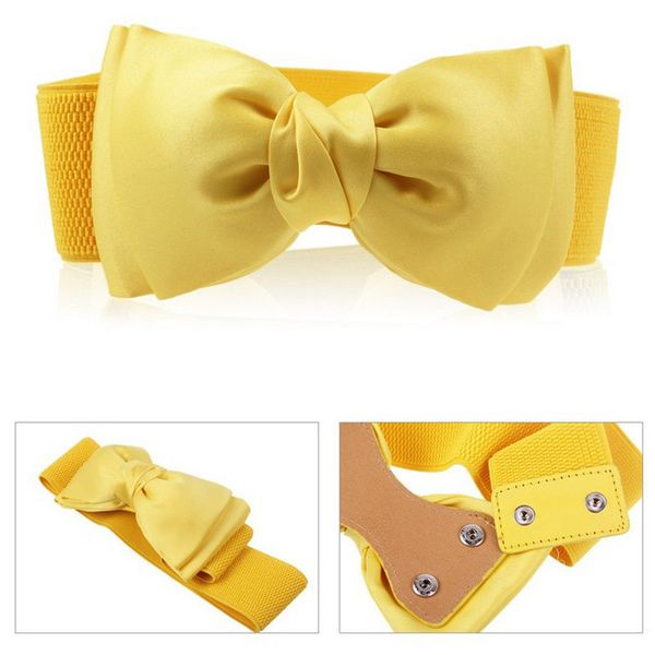 

1 шт девушки женщин упругие широкий stretch пряжка bowknot лук waistband пояс аксессуары, Black;brown