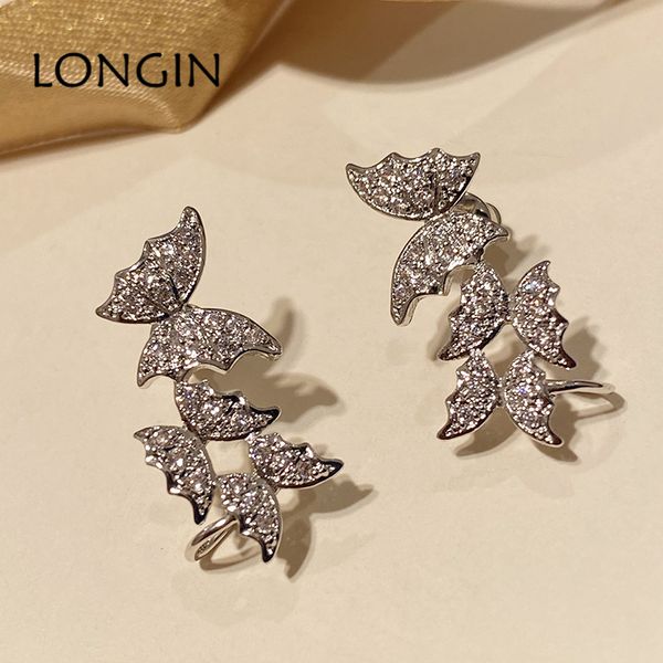 

korean fashion zircon butterfly silver color ladies earrings simple personality small fresh temperament net red earrings jewelry, Golden;silver