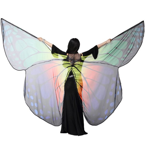 

transparent wings women dancewear stage props polyester cape cloak dance fairy belly dance wing butterfly wings with sticks, Black;red