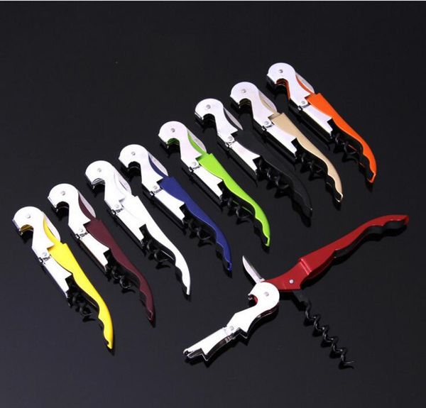 

stainless steel cork screw corkscrew candy color multi-function wine bottle cap opener double hinge waiters corkscrew wine opener cls248