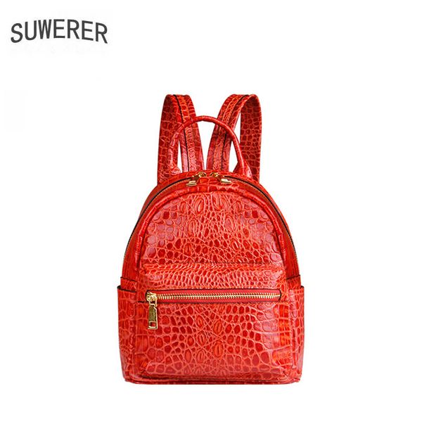 

suwerer real cowhide bag fashion crocodile pattern women genuine leather backpack designer bags women bags 2019