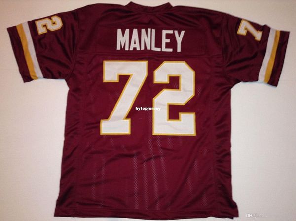 

retro custom sewn stitched #72 dexter manley burgundy mitchell & ness jersey men's football jerseys college ncaa, Black;red