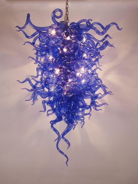 

l big size blue colored blown glass chandelier