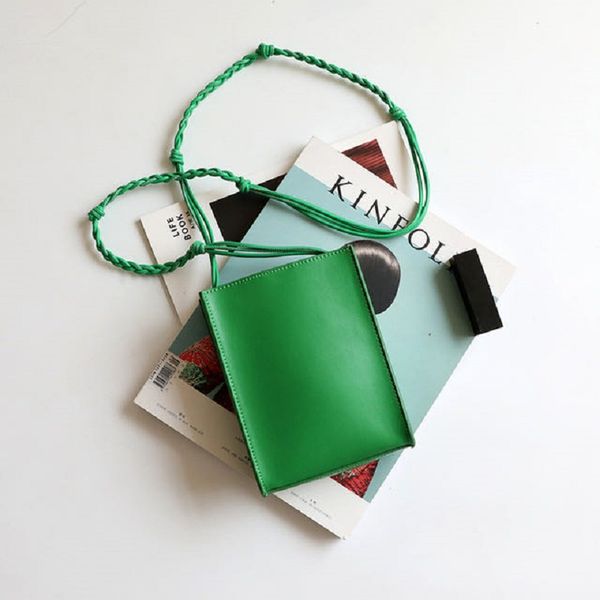 

2020 net red women shoulder messenger bag woven rope bag mini cowhide small square female genuine leather mobile phone